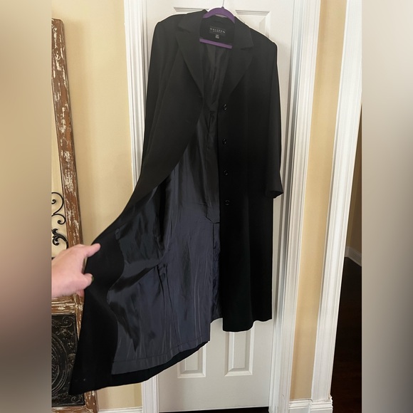 Gallery-Black, Single Breasted Button Down Water Repellent Maxi Trench Coat. - Picture 4 of 14
